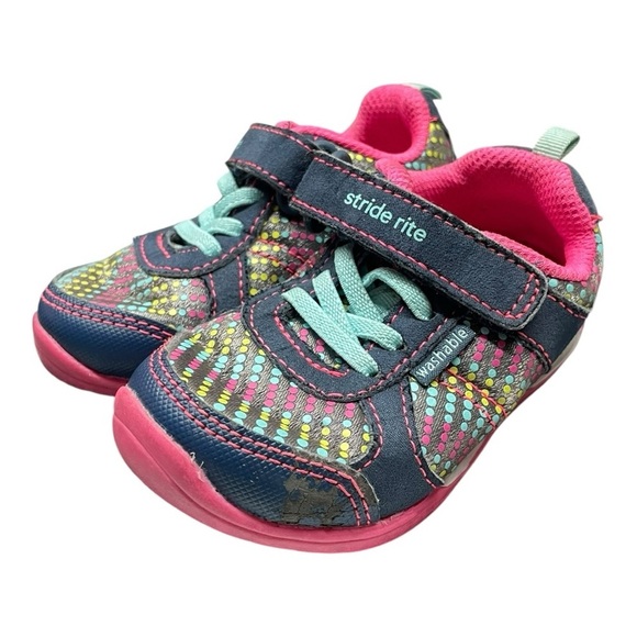 Stride Rite Navy and Pink Kids Sneakers size 5M - Picture 8 of 9